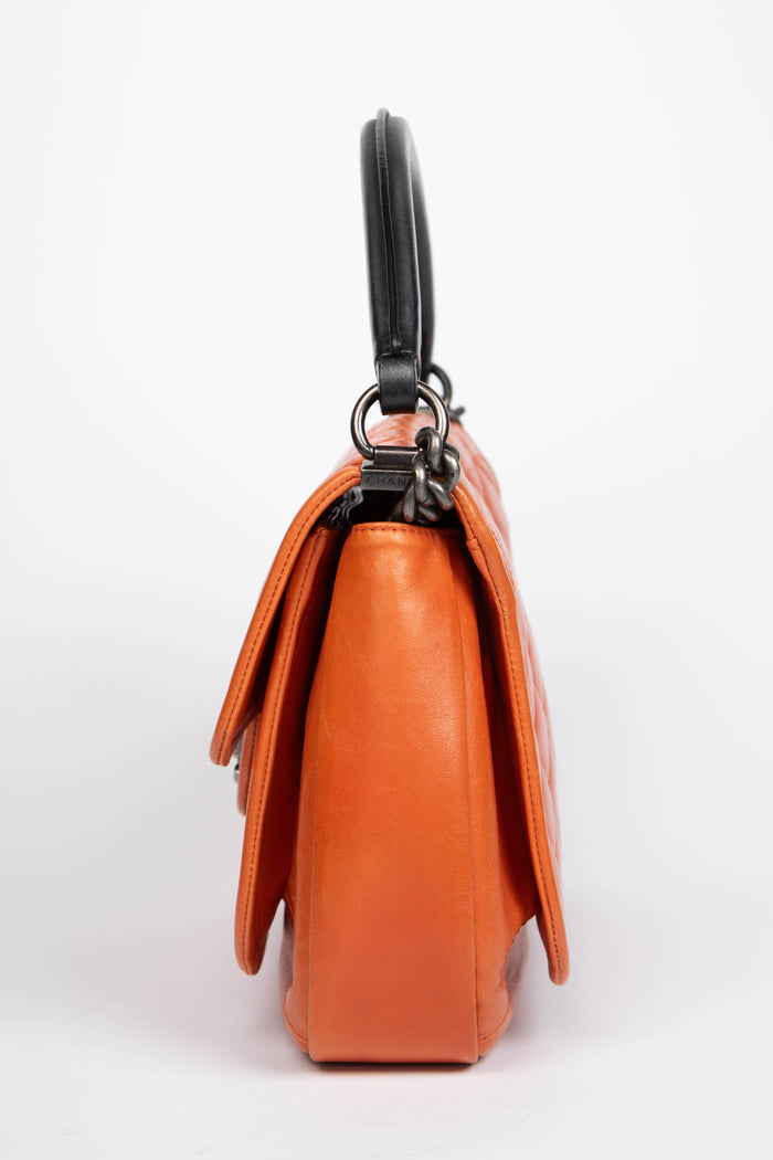 2010s Chanel Orange Leather Prestige Shoulder Bag