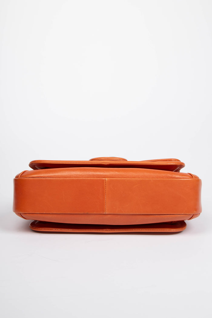 2010s Chanel Orange Leather Prestige Shoulder Bag