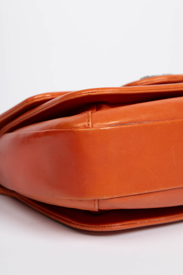 2010s Chanel Orange Leather Prestige Shoulder Bag
