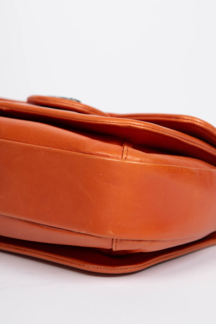 2010s Chanel Orange Leather Prestige Shoulder Bag