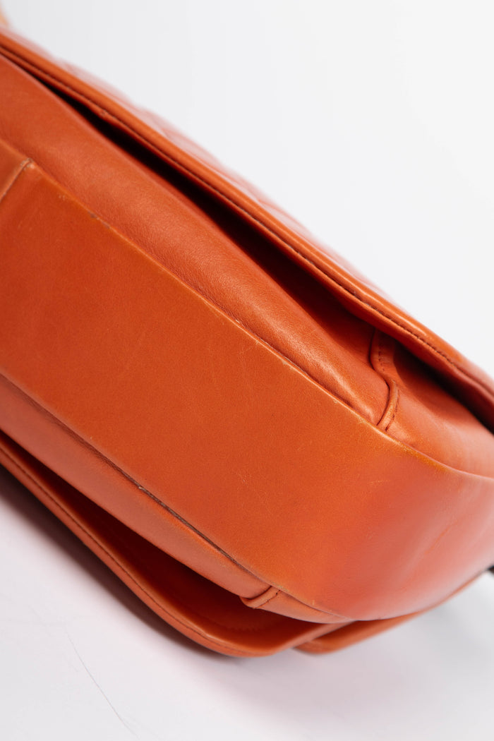 2010s Chanel Orange Leather Prestige Shoulder Bag