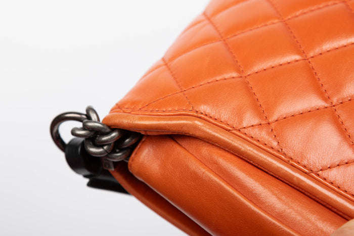 2010s Chanel Orange Leather Prestige Shoulder Bag