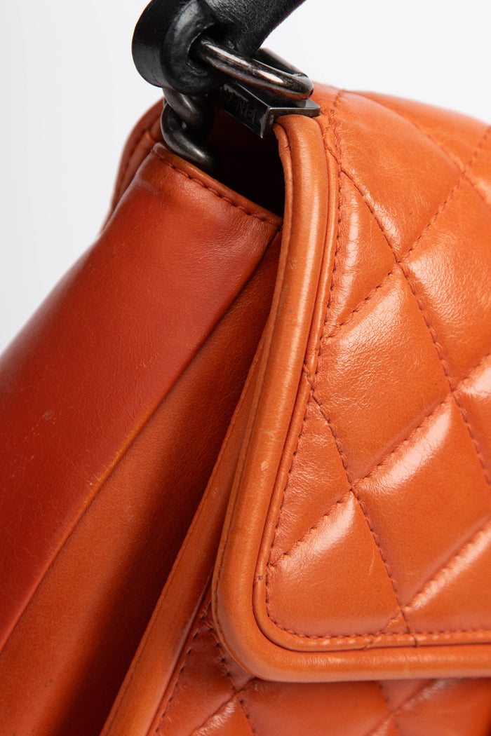 2010s Chanel Orange Leather Prestige Shoulder Bag