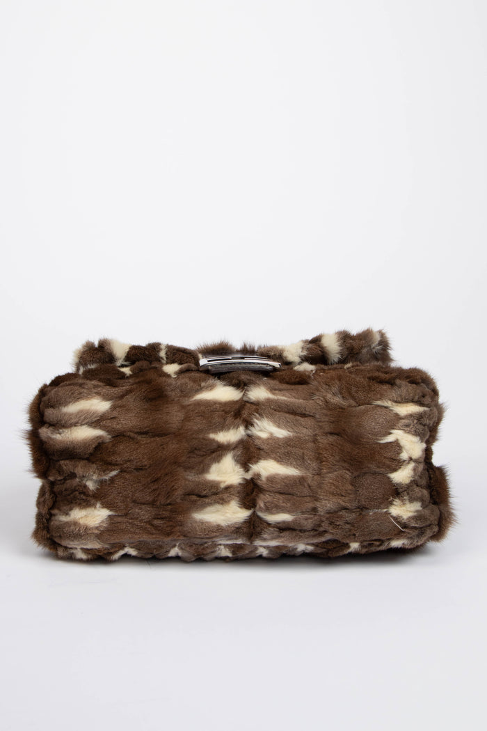 2000s Fendi Brown Fur Mamma Baguette Shoulder Bag