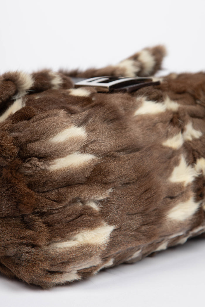 2000s Fendi Brown Fur Mamma Baguette Shoulder Bag