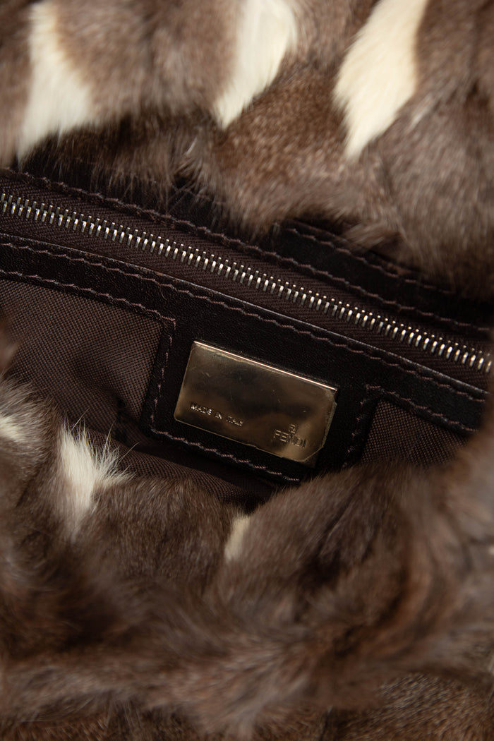 2000s Fendi Brown Fur Mamma Baguette Shoulder Bag