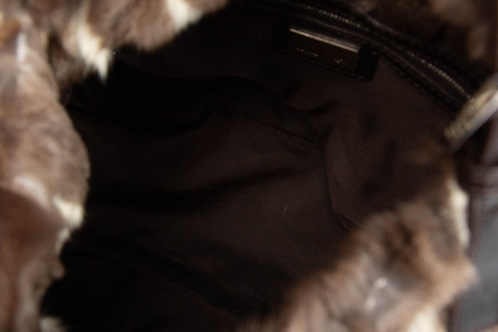 2000s Fendi Brown Fur Mamma Baguette Shoulder Bag