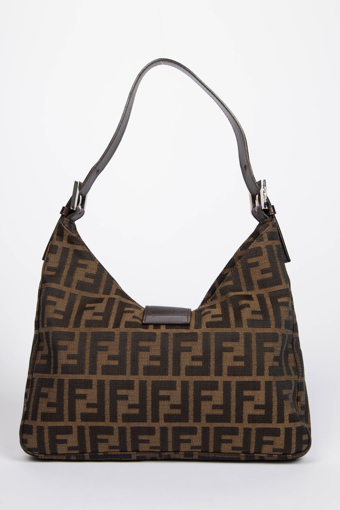 90s Fendi Zucca Canvas Shoulder Bag SHW