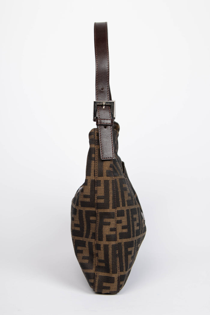 90s Fendi Zucca Canvas Shoulder Bag SHW