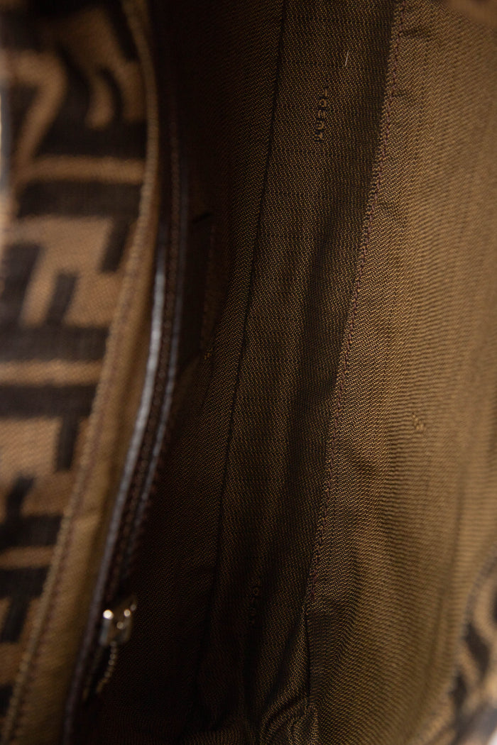 90s Fendi Zucca Canvas Shoulder Bag SHW