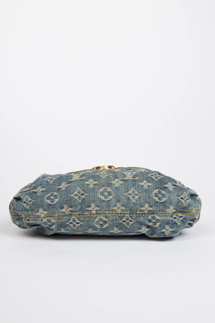 2000s Louis Vuitton Pleaty PM Blue Denim Shoulder Bag