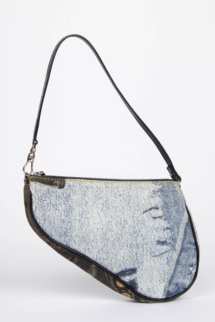 2000s Christian Dior "Diorella" Denim Print Saddle Bag