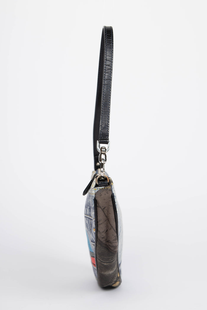 2000s Christian Dior "Diorella" Denim Print Saddle Bag
