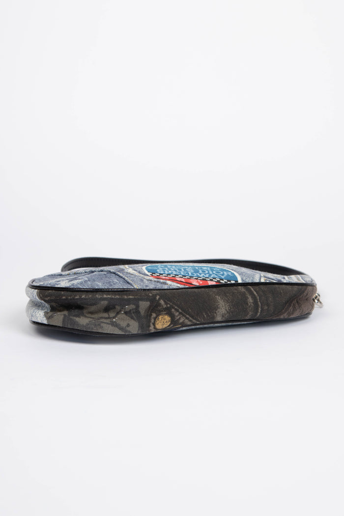 2000s Christian Dior "Diorella" Denim Print Saddle Bag