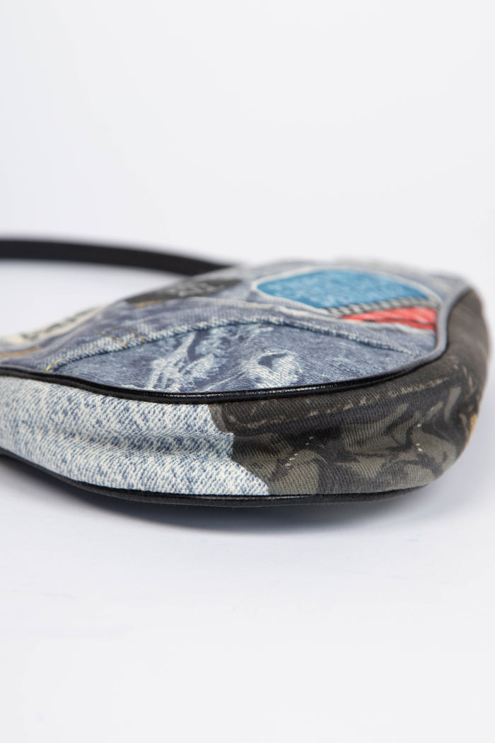 2000s Christian Dior "Diorella" Denim Print Saddle Bag