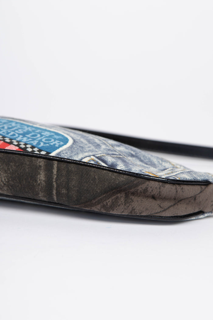 2000s Christian Dior "Diorella" Denim Print Saddle Bag