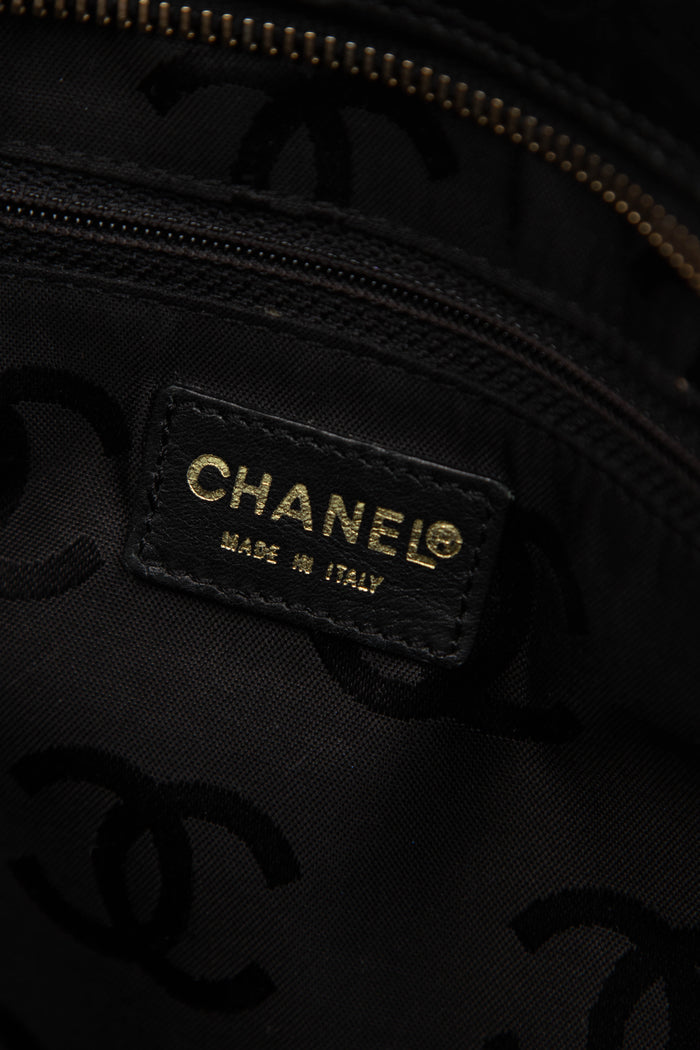 2000s Chanel Black Leather Wild Stitch Tote Bag