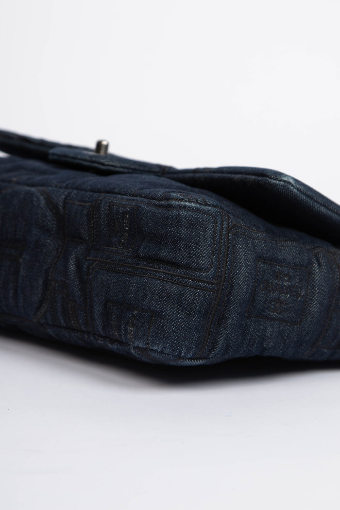 2016 Chanel No.5 Perfume Bottle Stitched Denim Jumbo Single Flap Bag