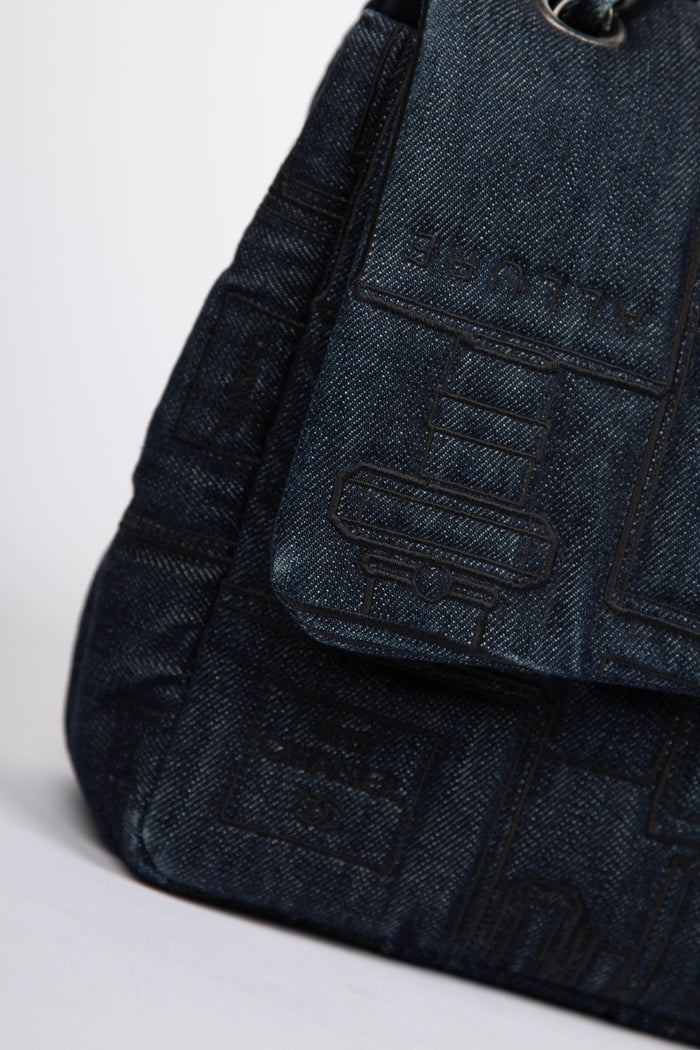 2016 Chanel No.5 Perfume Bottle Stitched Denim Jumbo Single Flap Bag