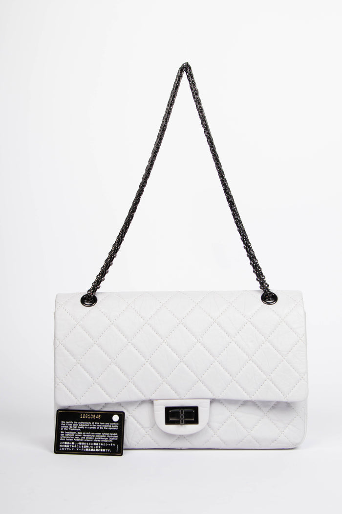 2000s Chanel Off- White Aged Calfskin Large Re-Issue 2.55 Flap Bag