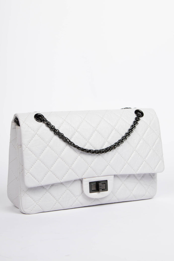 2000s Chanel Off- White Aged Calfskin Large Re-Issue 2.55 Flap Bag