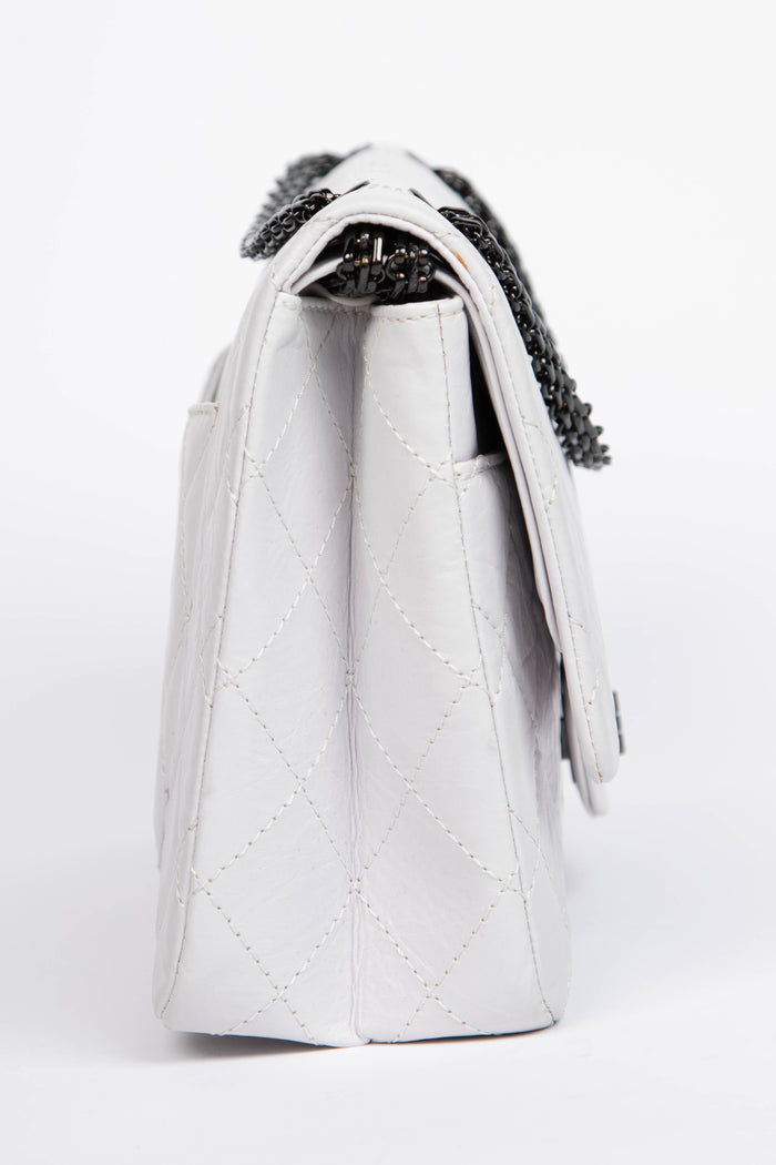 2000s Chanel Off- White Aged Calfskin Large Re-Issue 2.55 Flap Bag
