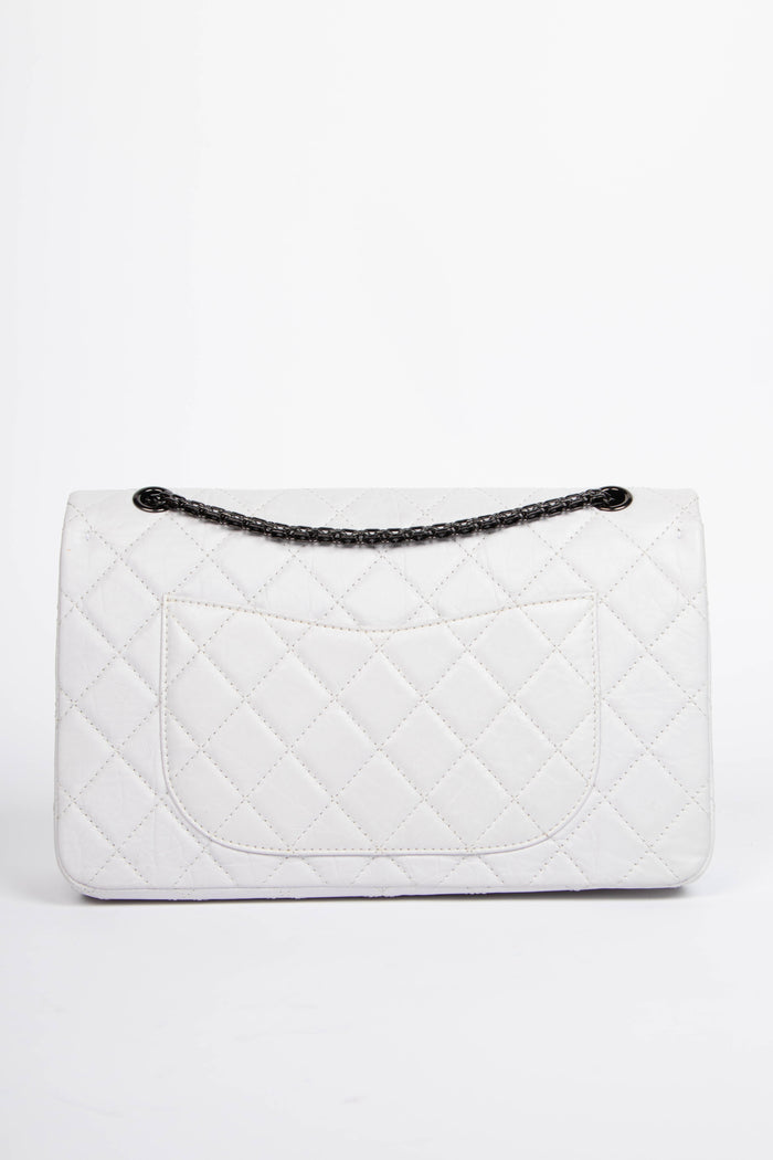 2000s Chanel Off- White Aged Calfskin Large Re-Issue 2.55 Flap Bag