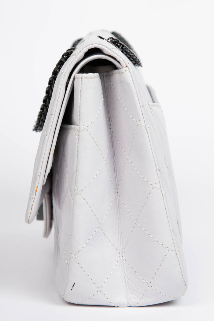 2000s Chanel Off- White Aged Calfskin Large Re-Issue 2.55 Flap Bag