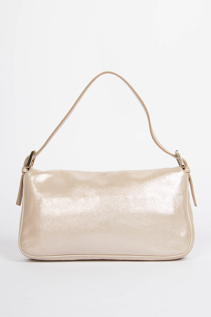 RARE Fendi Champagne Leather Baguette Shoulder Bag