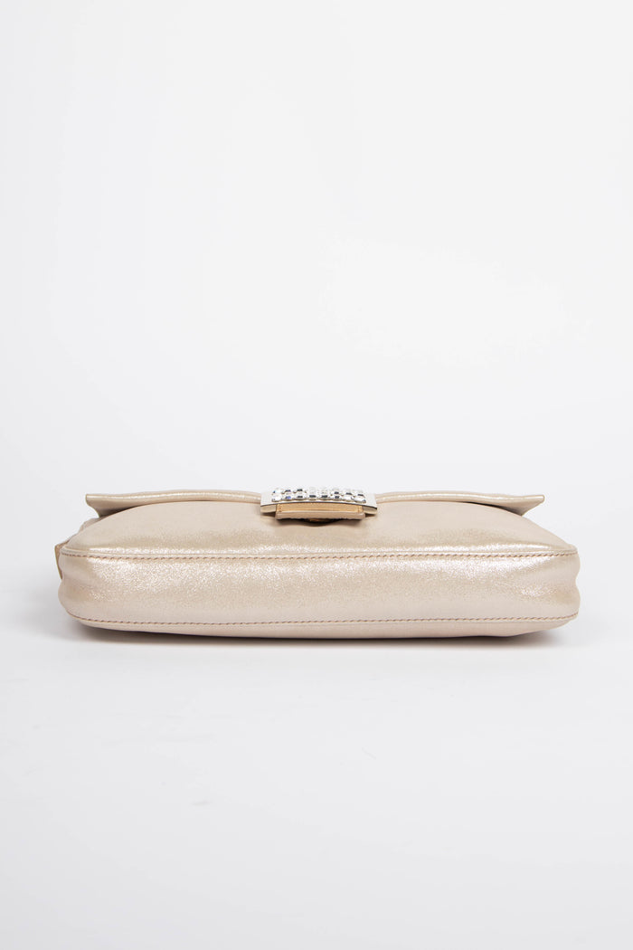 RARE Fendi Champagne Leather Baguette Shoulder Bag