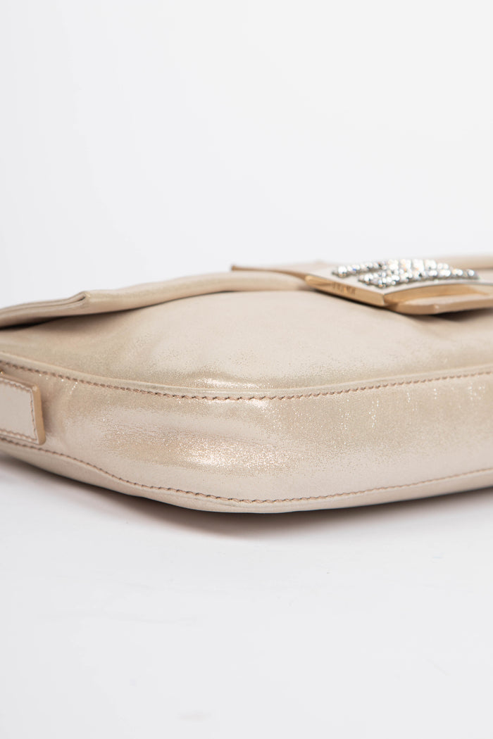 RARE Fendi Champagne Leather Baguette Shoulder Bag