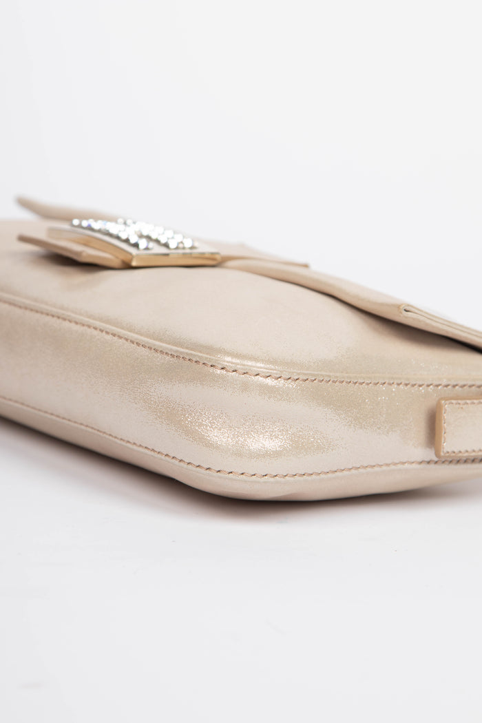 RARE Fendi Champagne Leather Baguette Shoulder Bag