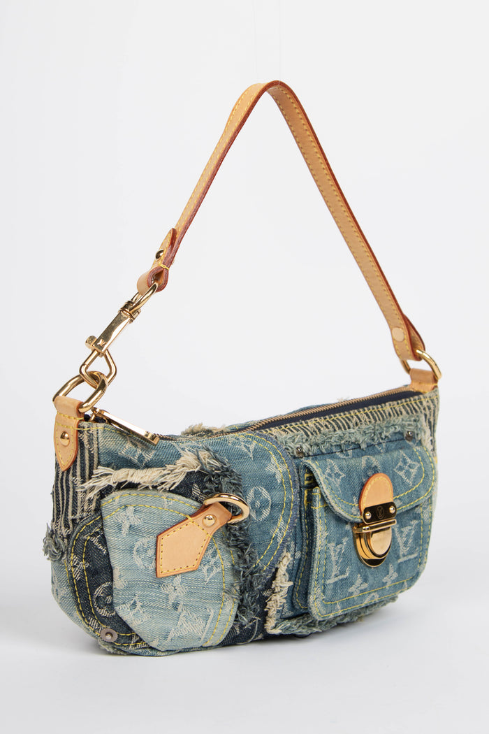 RARE 2000s Louis Vuitton Denim Patchwork Shoulder Bag