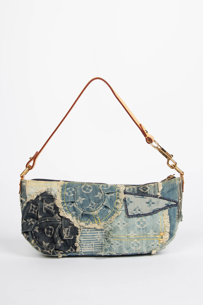 RARE 2000s Louis Vuitton Denim Patchwork Shoulder Bag
