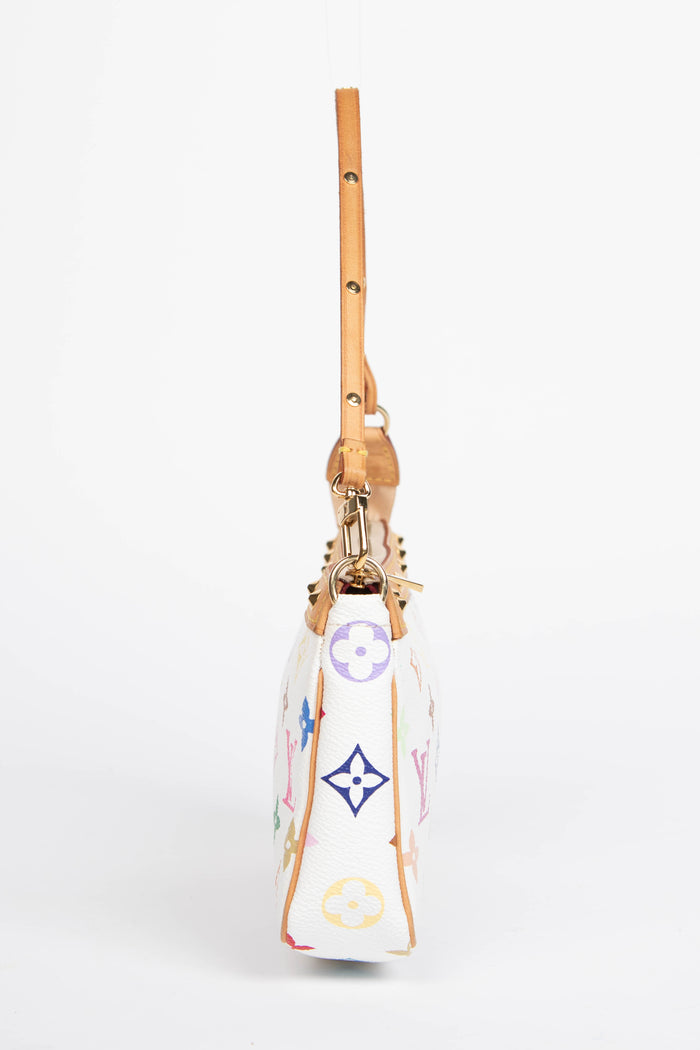 RARE Louis Vuitton x Takashi Murakami White Multicolour Pochette Accessoires