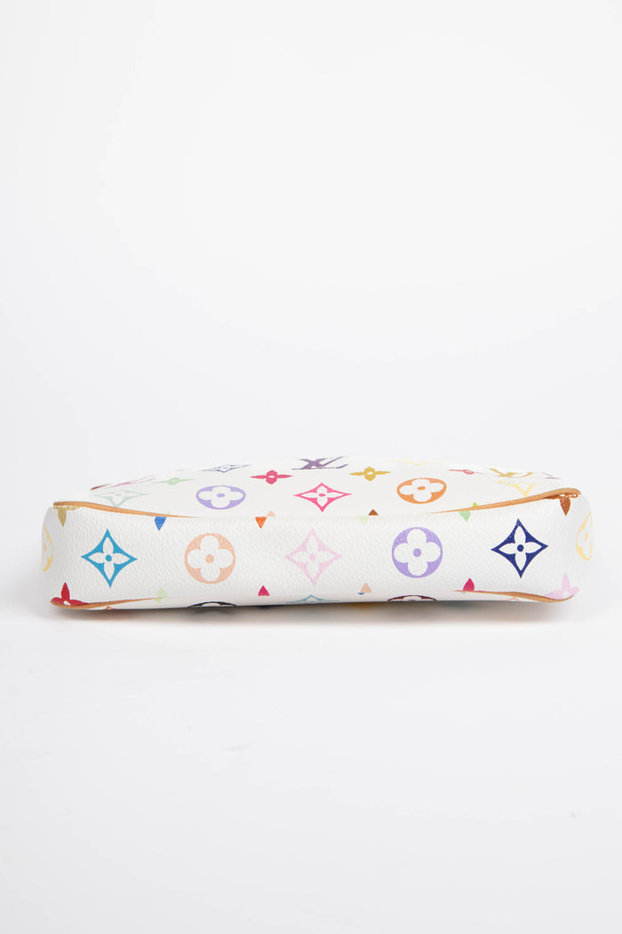 RARE Louis Vuitton x Takashi Murakami White Multicolour Pochette Accessoires