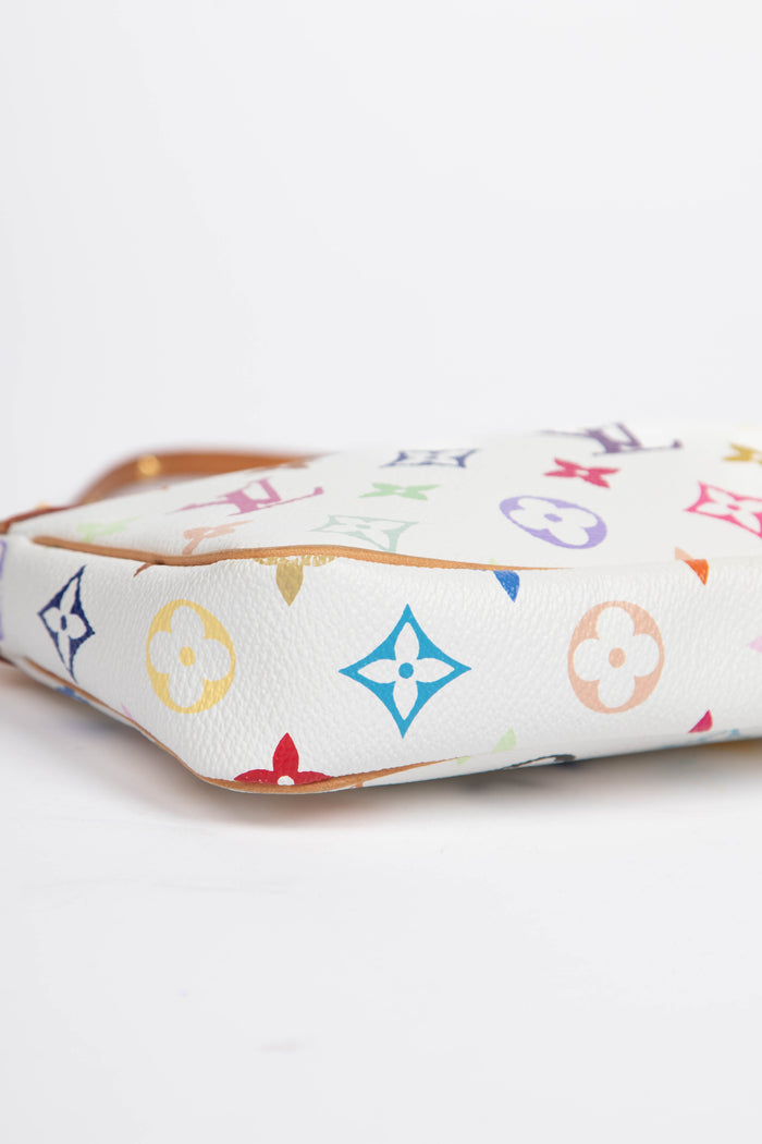 RARE Louis Vuitton x Takashi Murakami White Multicolour Pochette Accessoires