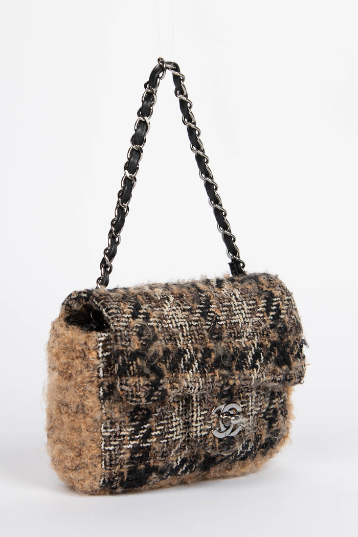 2000s Chanel Tweed Mini Square Flap Shoulder Bag