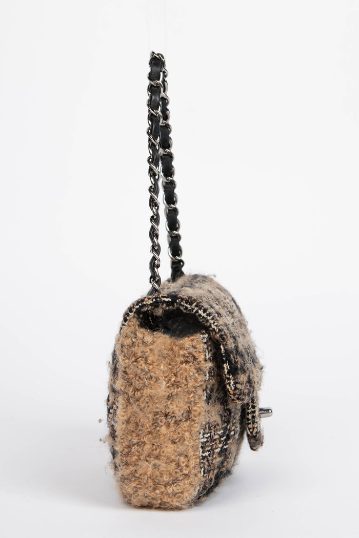 2000s Chanel Tweed Mini Square Flap Shoulder Bag