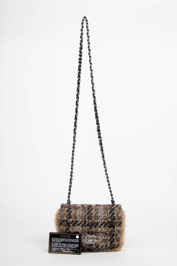 2000s Chanel Tweed Mini Square Flap Shoulder Bag