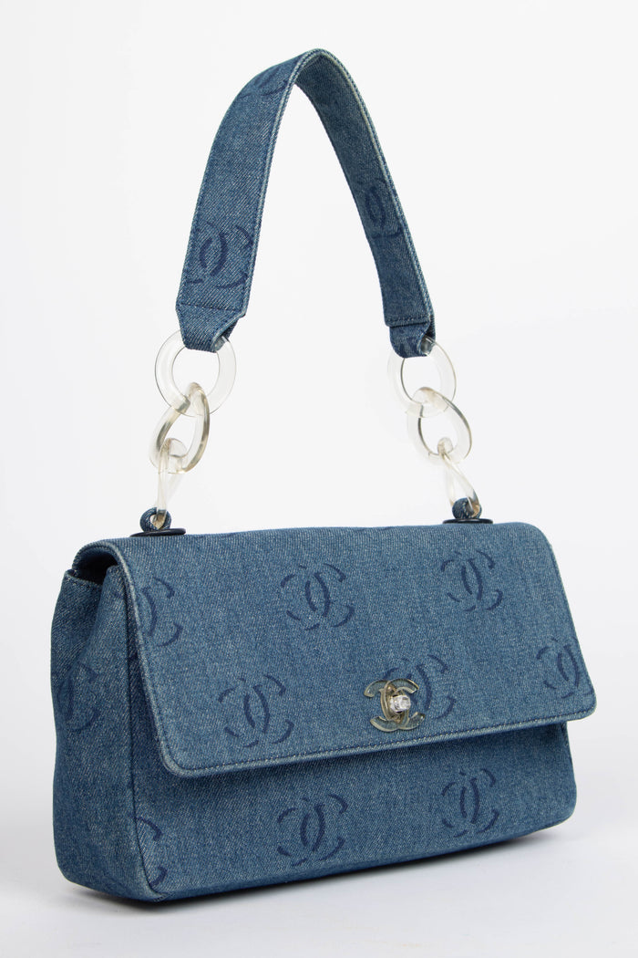2000s Chanel Denim CC Single Flap Shoulder Bag