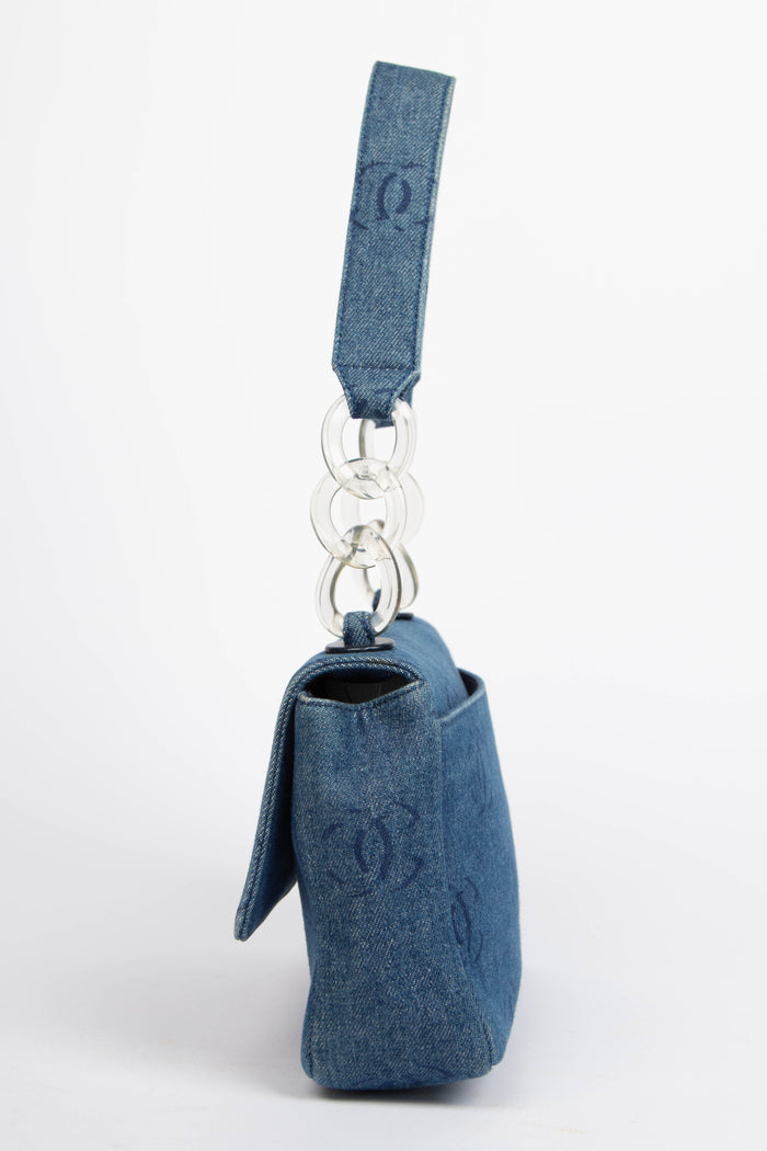 2000s Chanel Denim CC Single Flap Shoulder Bag