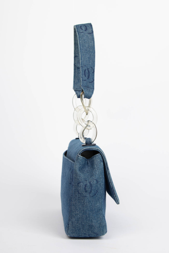 2000s Chanel Denim CC Single Flap Shoulder Bag