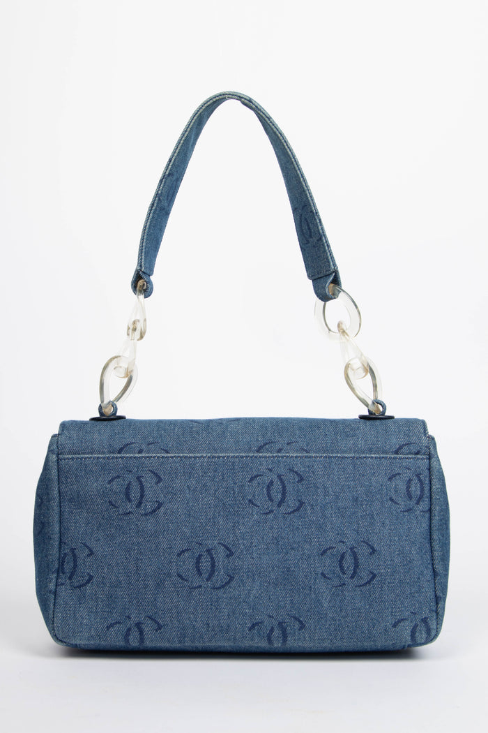 2000s Chanel Denim CC Single Flap Shoulder Bag