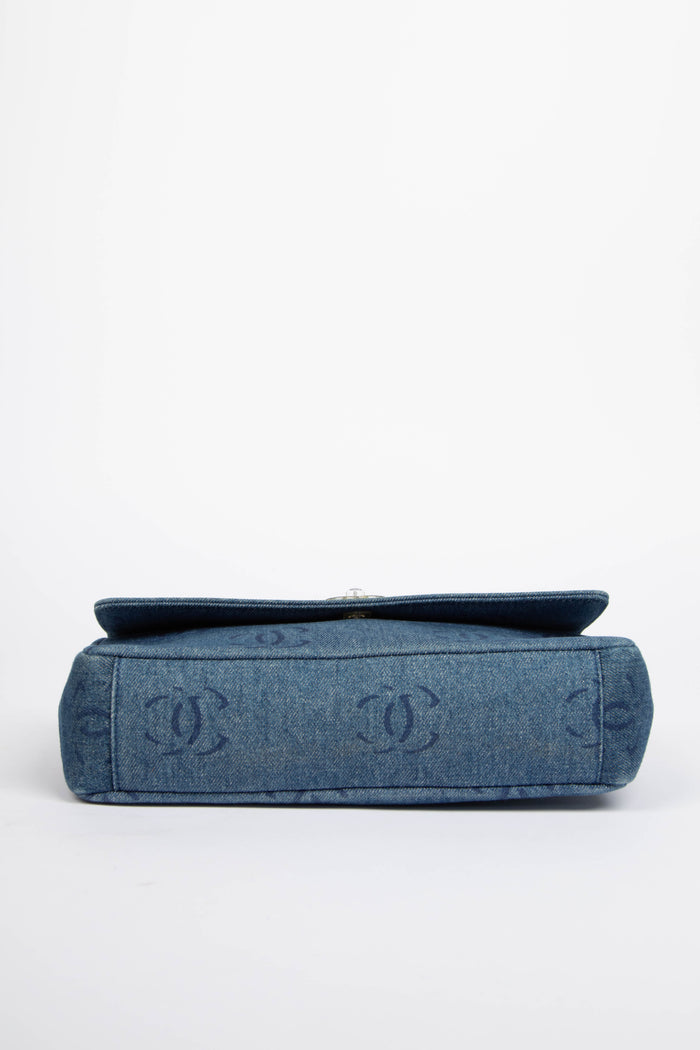2000s Chanel Denim CC Single Flap Shoulder Bag