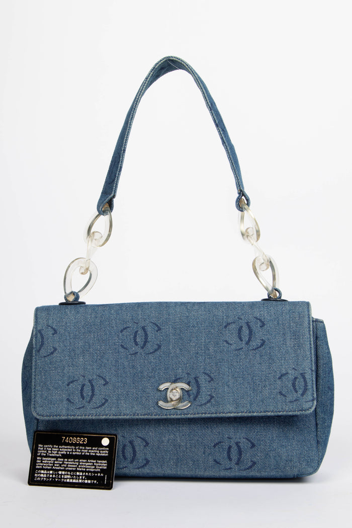 2000s Chanel Denim CC Single Flap Shoulder Bag