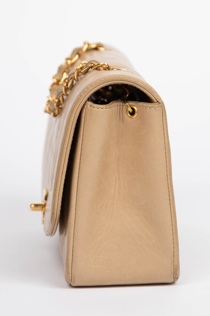RARE 90s Chanel Beige Lambskin Small Diana Shoulder Bag