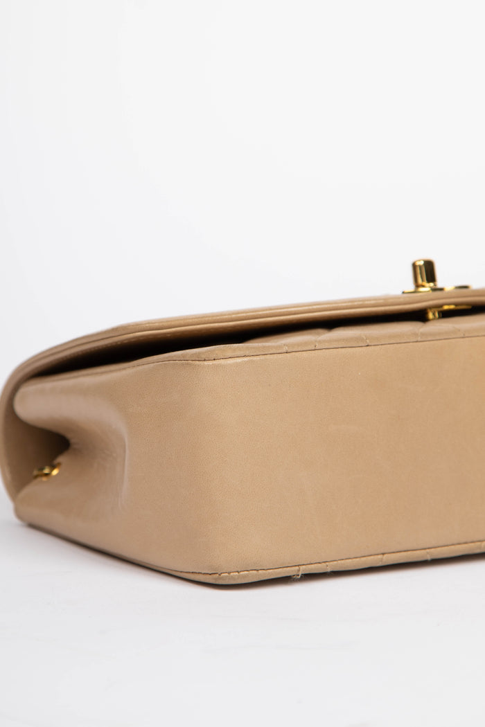 RARE 90s Chanel Beige Lambskin Small Diana Shoulder Bag