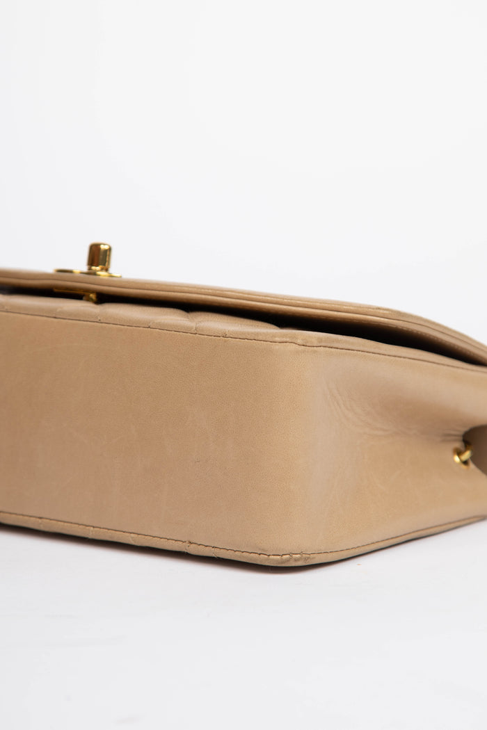 RARE 90s Chanel Beige Lambskin Small Diana Shoulder Bag