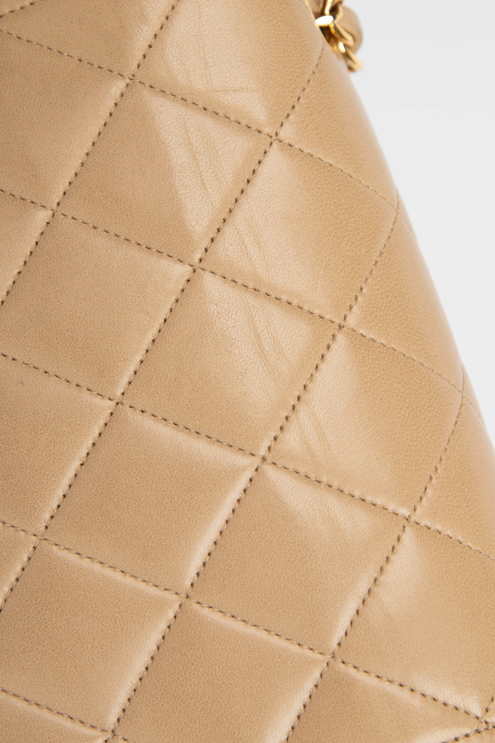 RARE 90s Chanel Beige Lambskin Small Diana Shoulder Bag